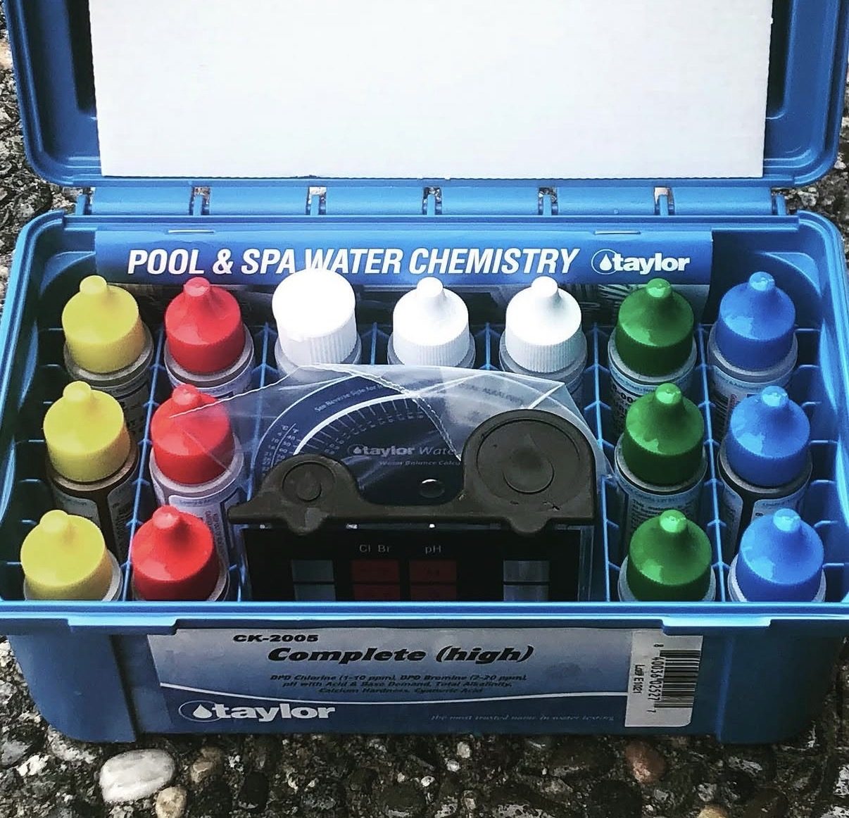 Taylor pool and spa water chemistry test kit used by JK Pools and Spas